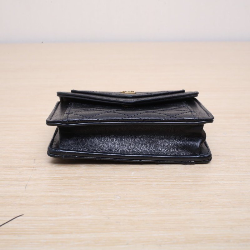 SAINT LAURENT 黑色羊皮金扣GABBYmini鏈條包肩背包-2