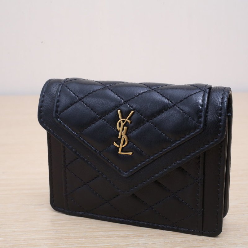SAINT LAURENT 黑色羊皮金扣GABBYmini鏈條包肩背包-4