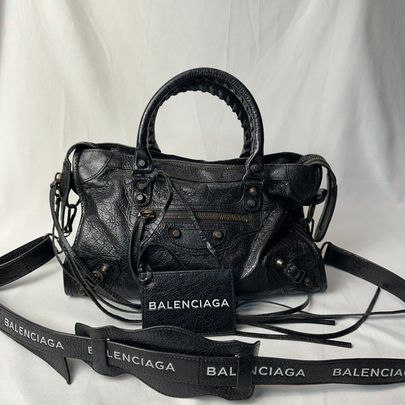 現貨 BALENCIAGA THE CITY字母肩帶機車包 小號-0