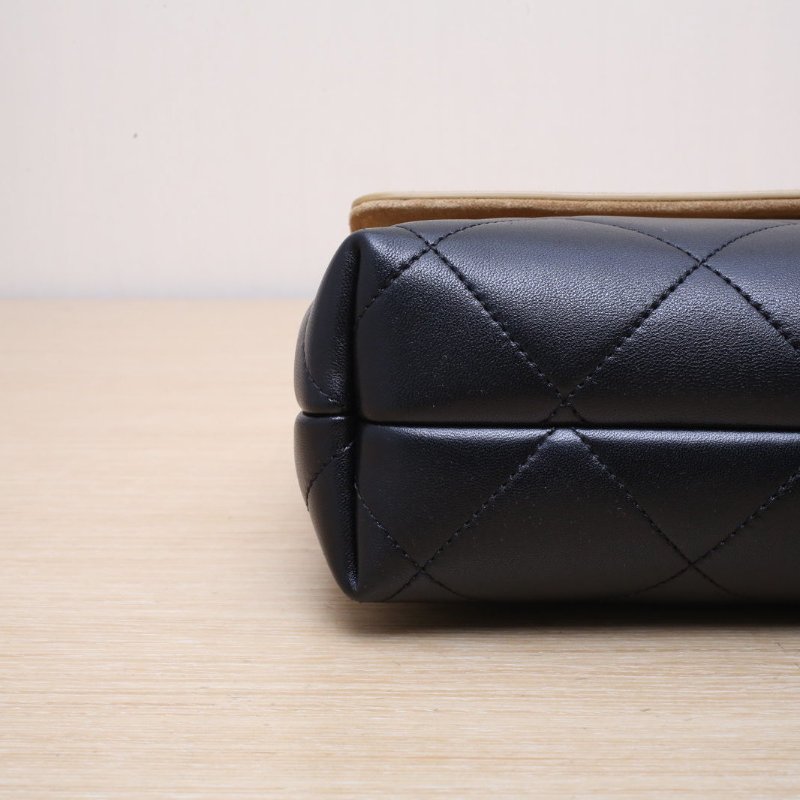 CHANEL 拼色羊皮麂皮晶片開金扣麂皮手提公文大包/肩背包-3