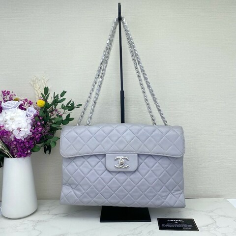 Chanel香奈兒 CF灰色羊皮 肩背包斜背包
