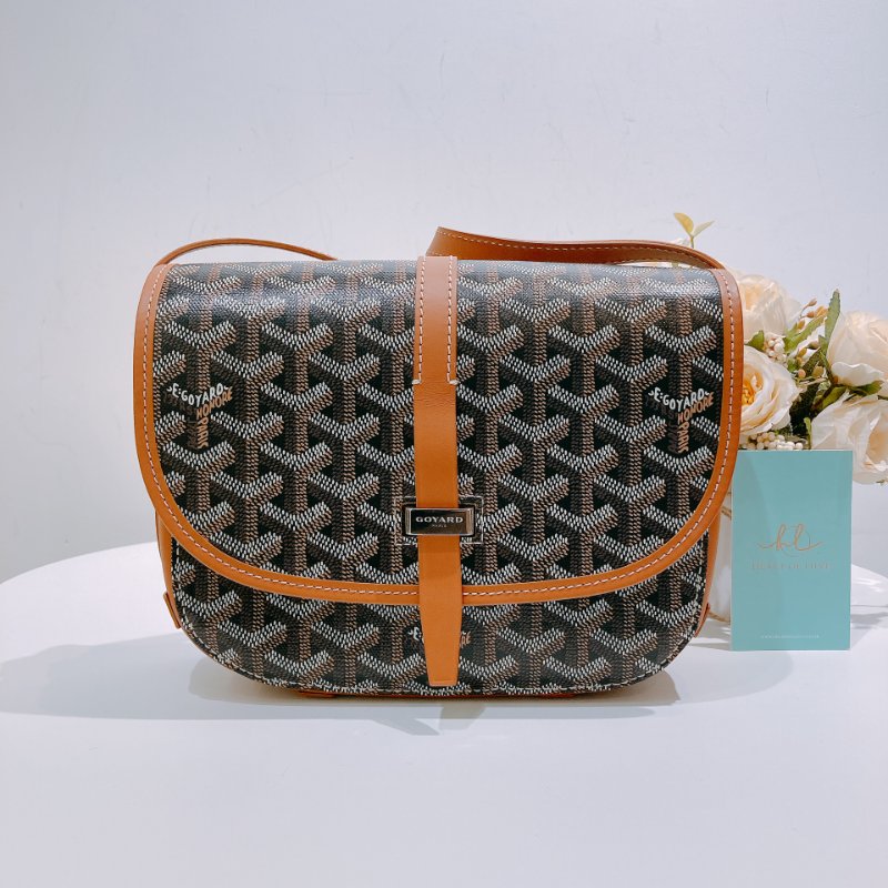 TW4487 Goyard 戈雅 銀扣肩背袋啡色/黑色Belvedere PM Shoulder Bag Canvas Brown-0