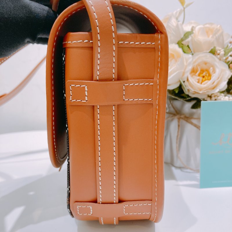 TW4487 Goyard 戈雅 銀扣肩背袋啡色/黑色Belvedere PM Shoulder Bag Canvas Brown-2