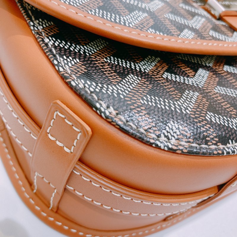 TW4487 Goyard 戈雅 銀扣肩背袋啡色/黑色Belvedere PM Shoulder Bag Canvas Brown-5
