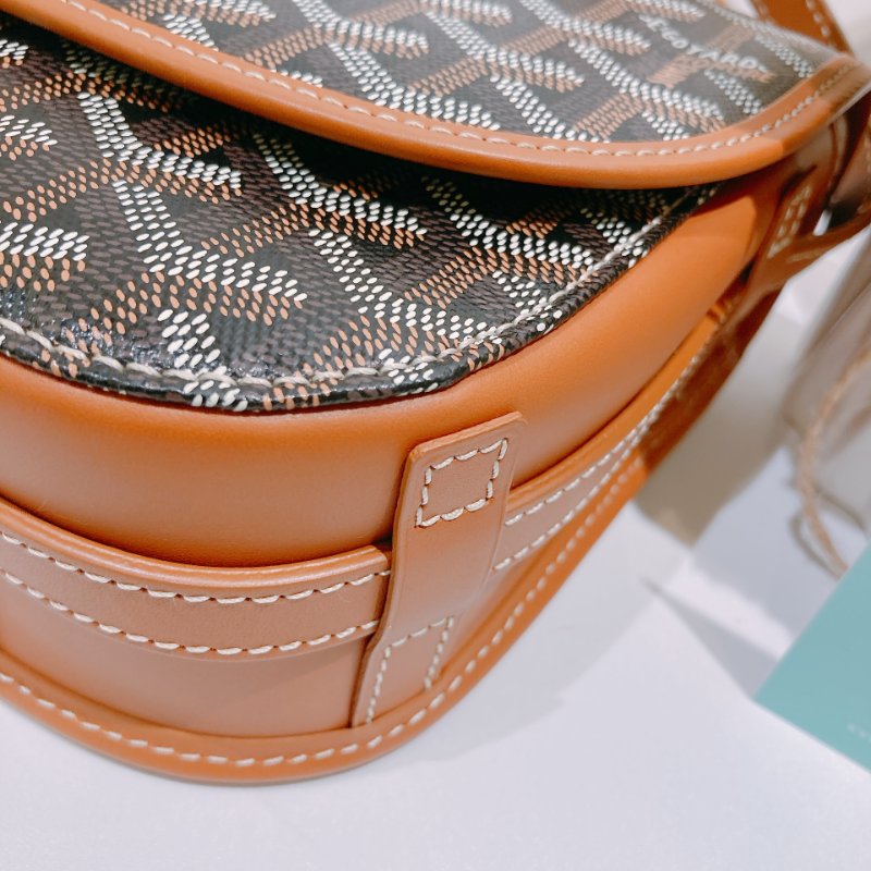 TW4487 Goyard 戈雅 銀扣肩背袋啡色/黑色Belvedere PM Shoulder Bag Canvas Brown-6