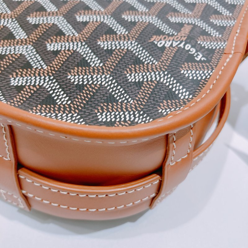 TW4487 Goyard 戈雅 銀扣肩背袋啡色/黑色Belvedere PM Shoulder Bag Canvas Brown-7