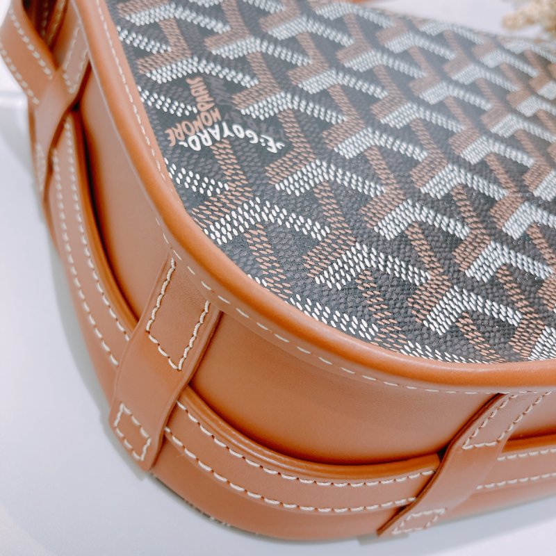 TW4487 Goyard 戈雅 銀扣肩背袋啡色/黑色Belvedere PM Shoulder Bag Canvas Brown-8