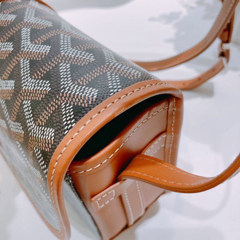 TW4487 Goyard 戈雅 銀扣肩背袋啡色/黑色Belvedere PM Shoulder Bag Canvas Brown-15