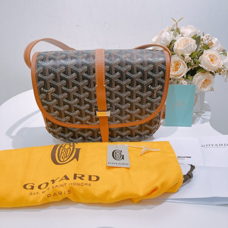TW4487 Goyard 戈雅 銀扣肩背袋啡色/黑色Belvedere PM Shoulder Bag Canvas Brown-20