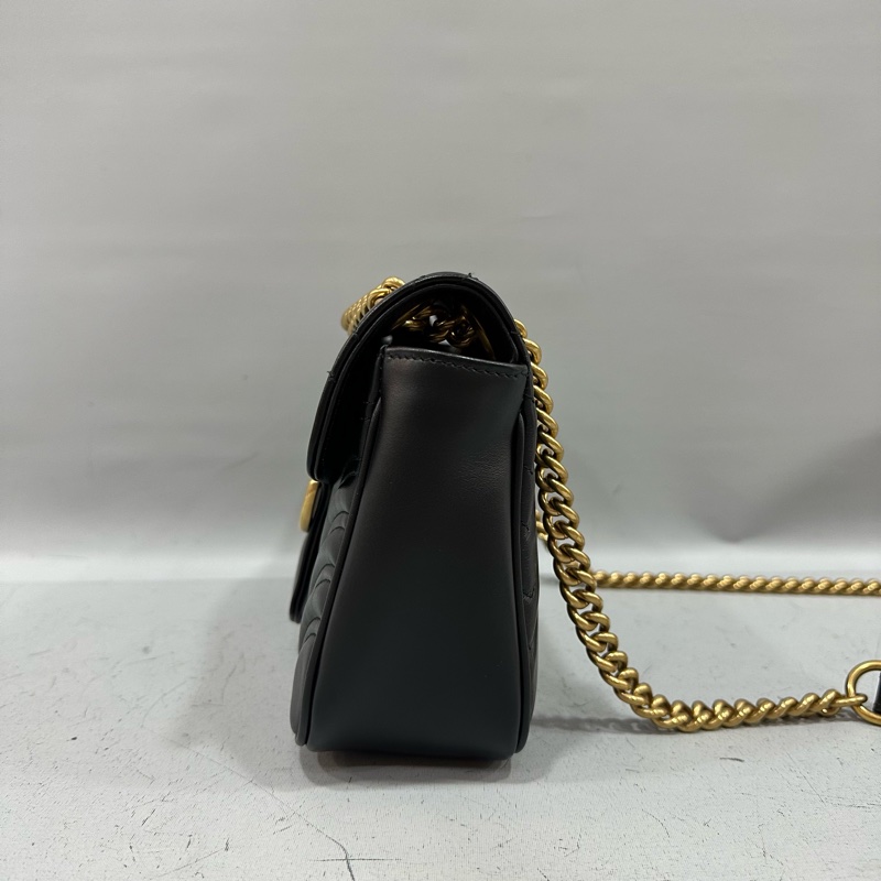 Gucci 443497 黑牛皮金釦marmont斜背包-1
