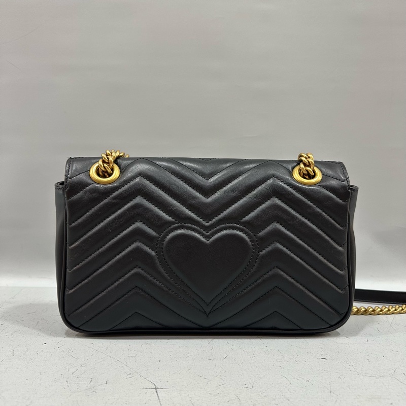 Gucci 443497 黑牛皮金釦marmont斜背包-2