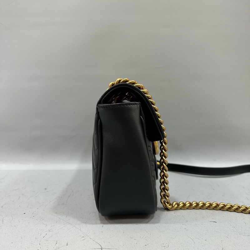 Gucci 443497 黑牛皮金釦marmont斜背包-3