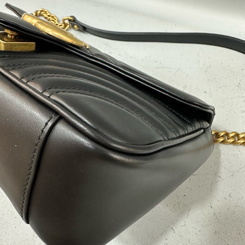 Gucci 443497 黑牛皮金釦marmont斜背包-6