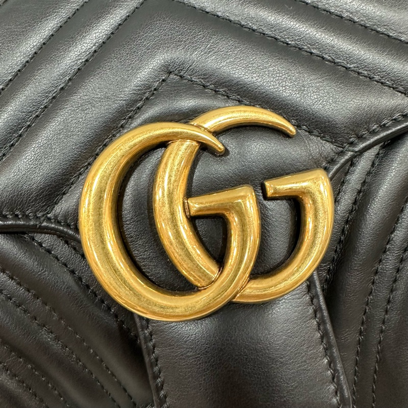 Gucci 443497 黑牛皮金釦marmont斜背包-11