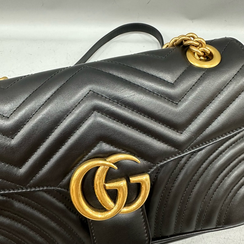 Gucci 443497 黑牛皮金釦marmont斜背包-12
