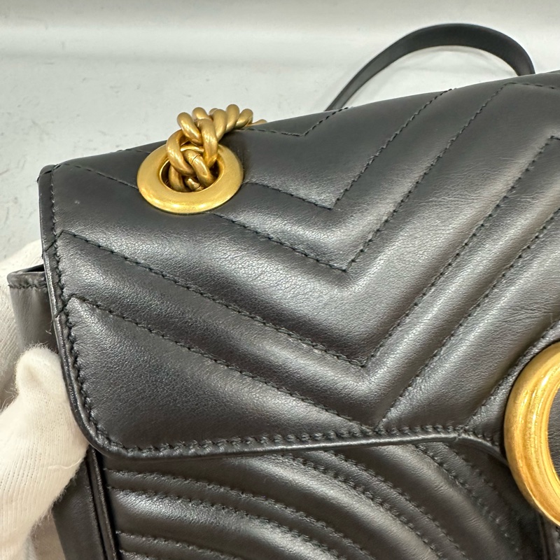 Gucci 443497 黑牛皮金釦marmont斜背包-13