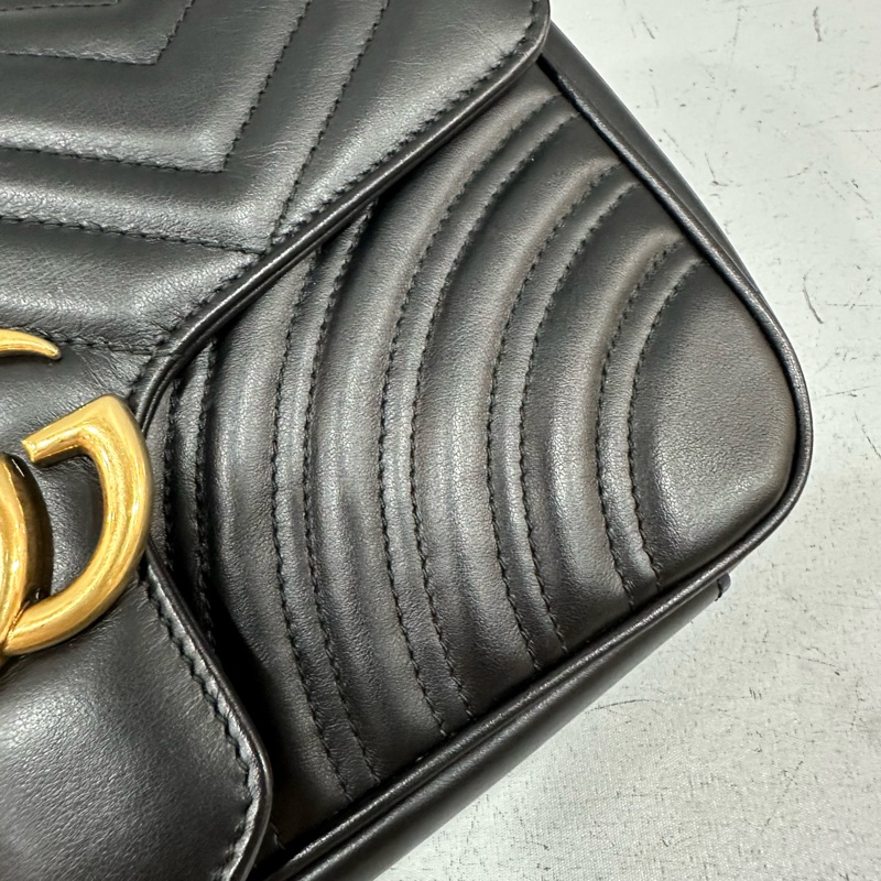 Gucci 443497 黑牛皮金釦marmont斜背包-14