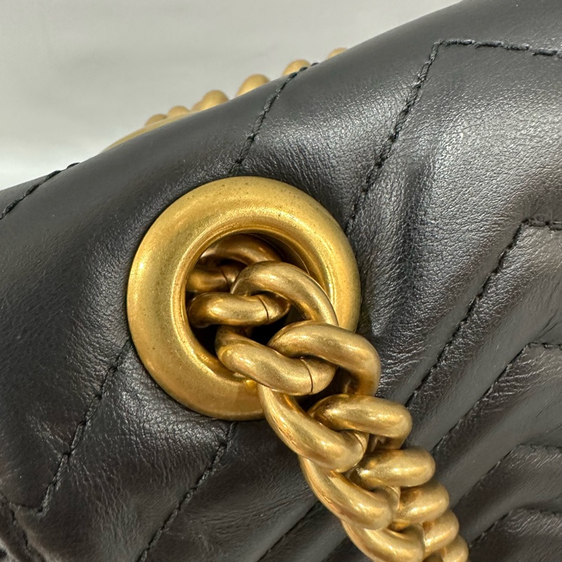 Gucci 443497 黑牛皮金釦marmont斜背包-20