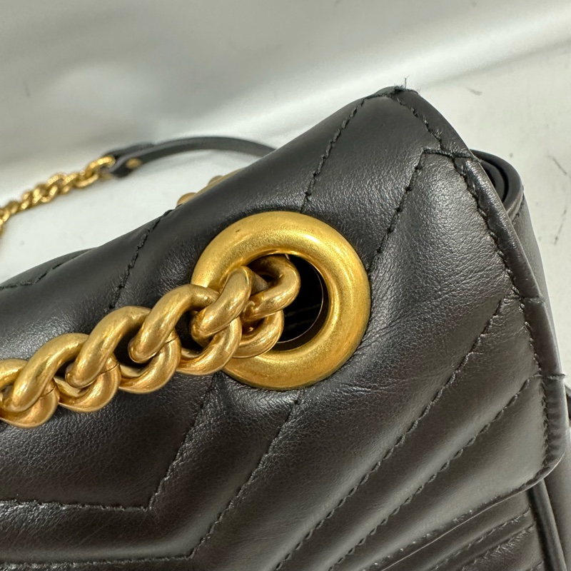 Gucci 443497 黑牛皮金釦marmont斜背包-23