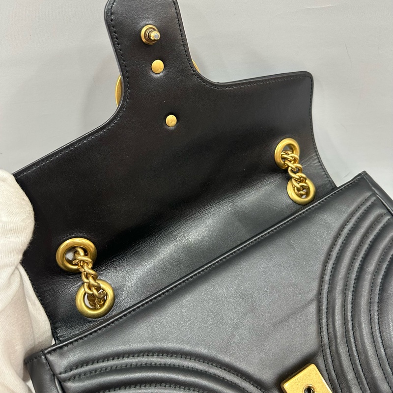 Gucci 443497 黑牛皮金釦marmont斜背包-25