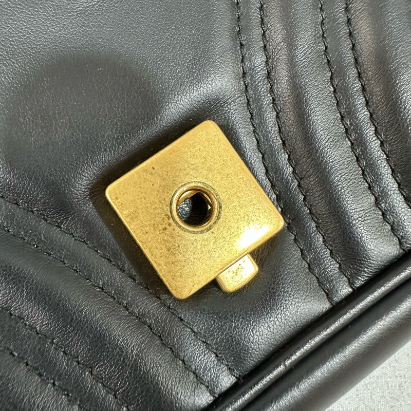 Gucci 443497 黑牛皮金釦marmont斜背包-29