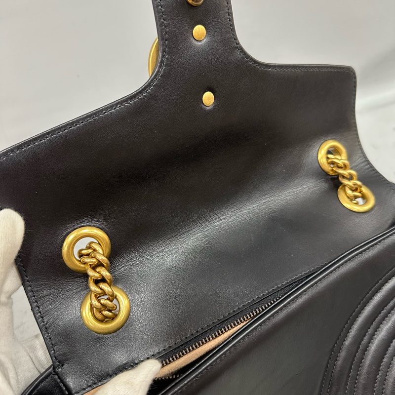 Gucci 443497 黑牛皮金釦marmont斜背包-31