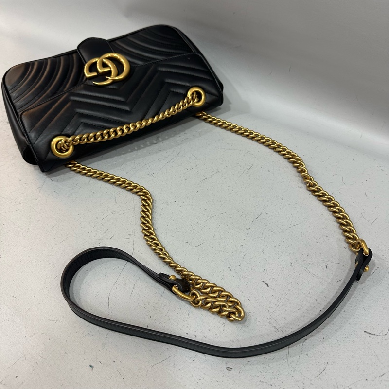 Gucci 443497 黑牛皮金釦marmont斜背包-43