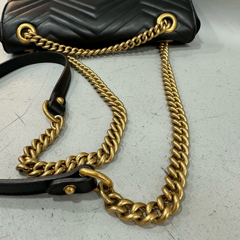 Gucci 443497 黑牛皮金釦marmont斜背包-47