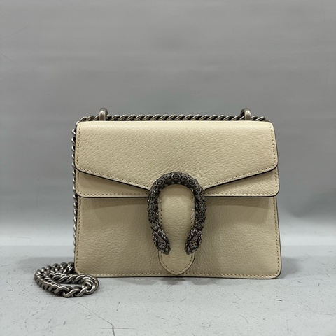 Gucci 421970 白皮銀鏈酒神包