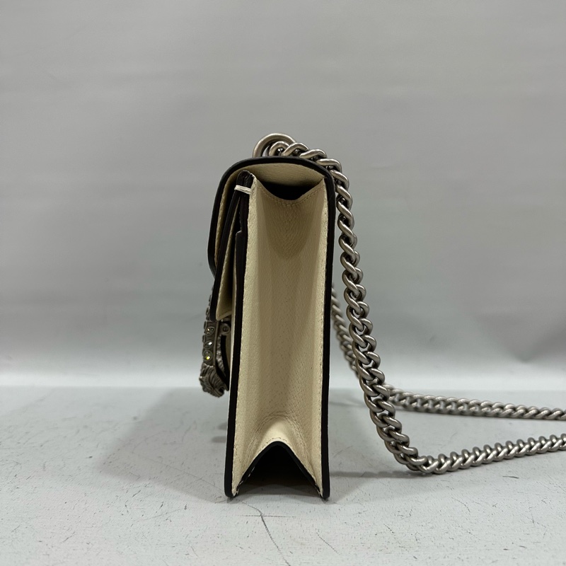 Gucci 421970 白皮銀鏈酒神包-1