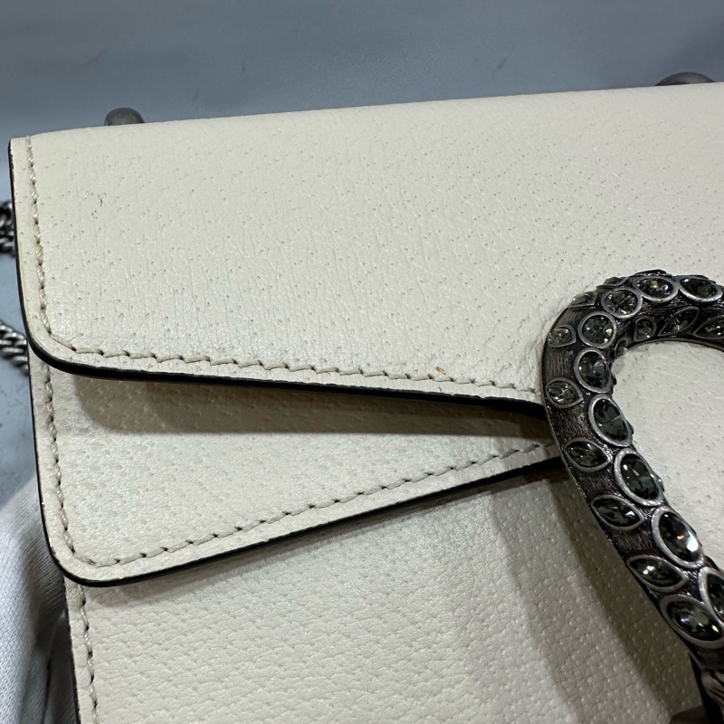 Gucci 421970 白皮銀鏈酒神包-14