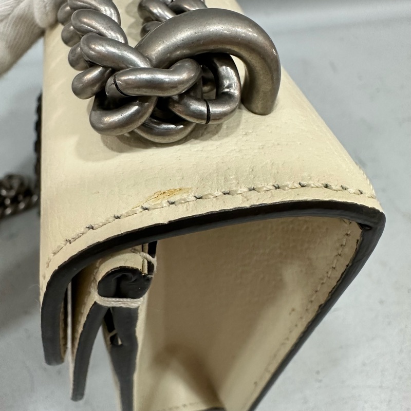 Gucci 421970 白皮銀鏈酒神包-20