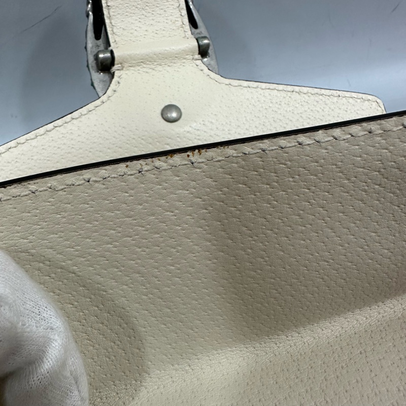 Gucci 421970 白皮銀鏈酒神包-40