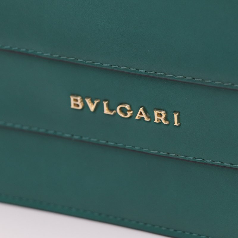 Bvlgari 寶格麗 祖母綠 牛皮 琺瑯蛇頭 Serpenti Forever 淡金色 鏈條包 信封包-5