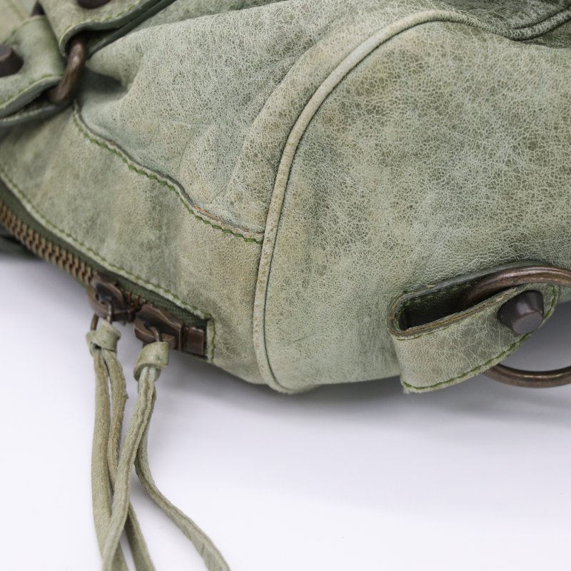 Balenciaga 巴黎世家 草綠色 牛皮 手提包 機車包 單肩包-7