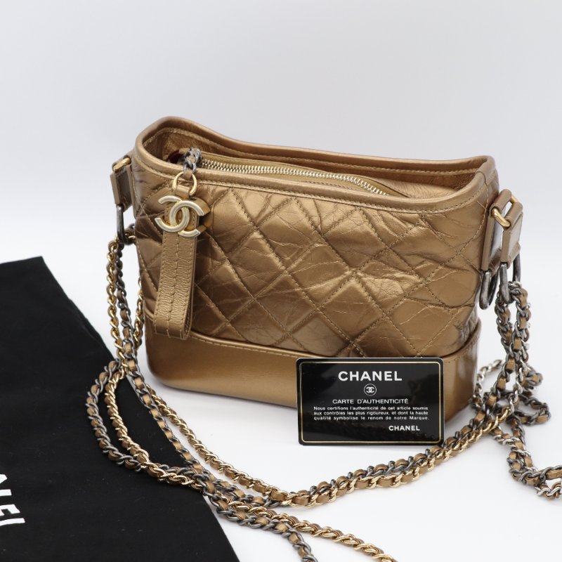 Chanel 香奈兒 銅金色 牛皮 埃及豔后 流浪包 小號 鏈條包 斜背包-0