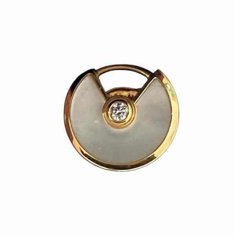 CARTIER 卡地亞 AMULETTE DE CARTIER 18K 珍珠母 鑽石 耳環 YG