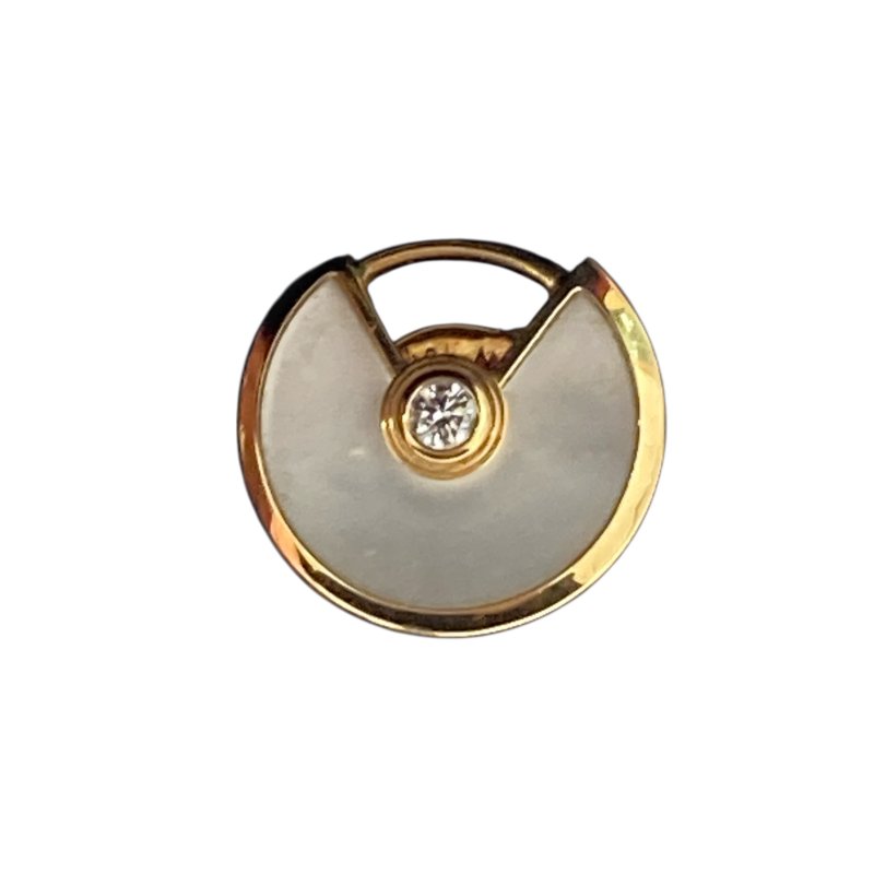 CARTIER 卡地亞 AMULETTE DE CARTIER 18K 珍珠母 鑽石 耳環 YG-0