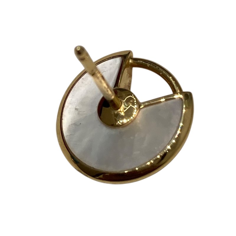 CARTIER 卡地亞 AMULETTE DE CARTIER 18K 珍珠母 鑽石 耳環 YG-3