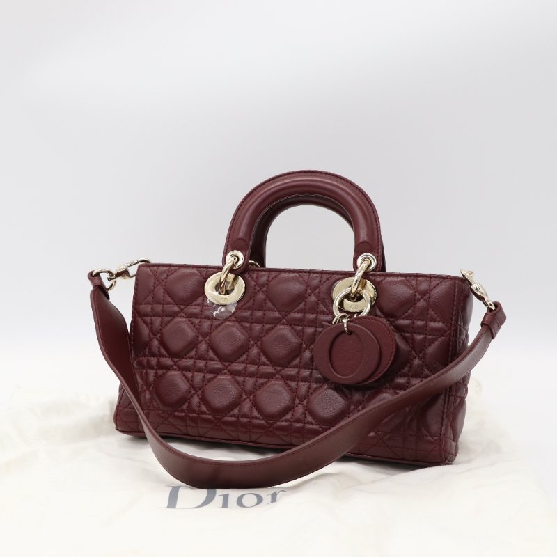 【實物絕美♥️】Dior 迪奧 棕酒紅 橫版 LadyDior 單肩包 短肩帶 手提包-0
