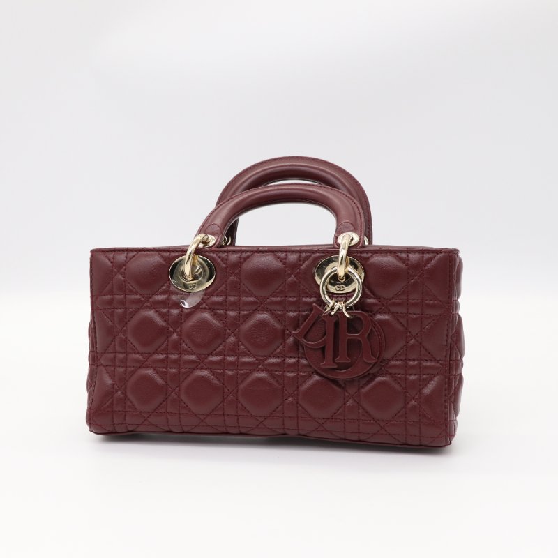 【實物絕美♥️】Dior 迪奧 棕酒紅 橫版 LadyDior 單肩包 短肩帶 手提包-2