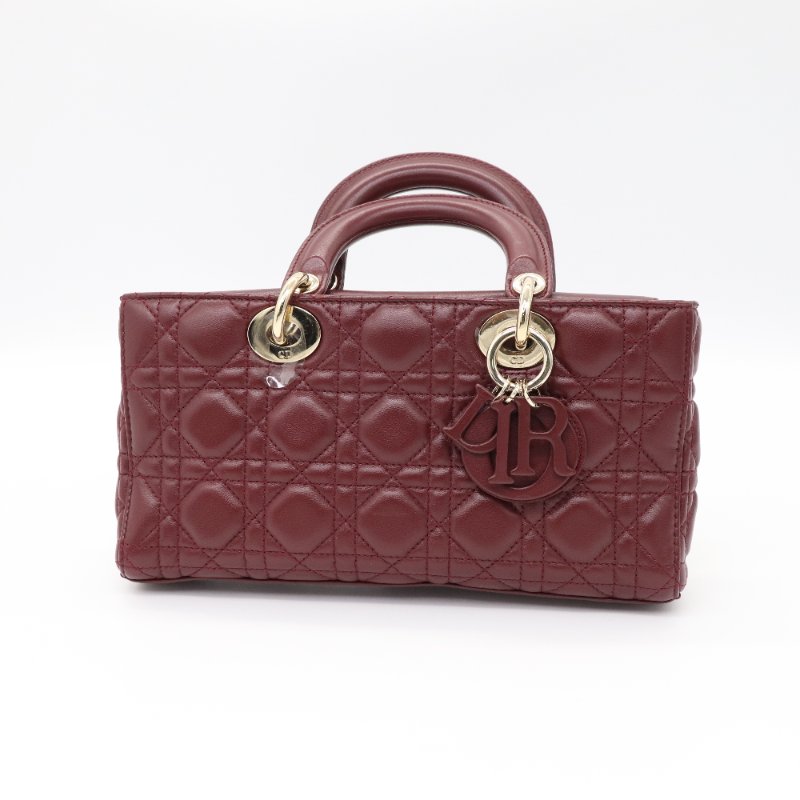 【實物絕美♥️】Dior 迪奧 棕酒紅 橫版 LadyDior 單肩包 短肩帶 手提包-3