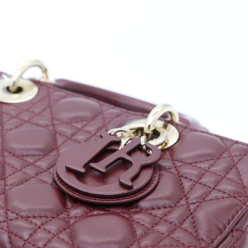 【實物絕美♥️】Dior 迪奧 棕酒紅 橫版 LadyDior 單肩包 短肩帶 手提包-6