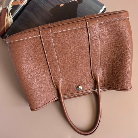 ::Hermes:: Garden Party 金棕 B 刻 花園包GP 30