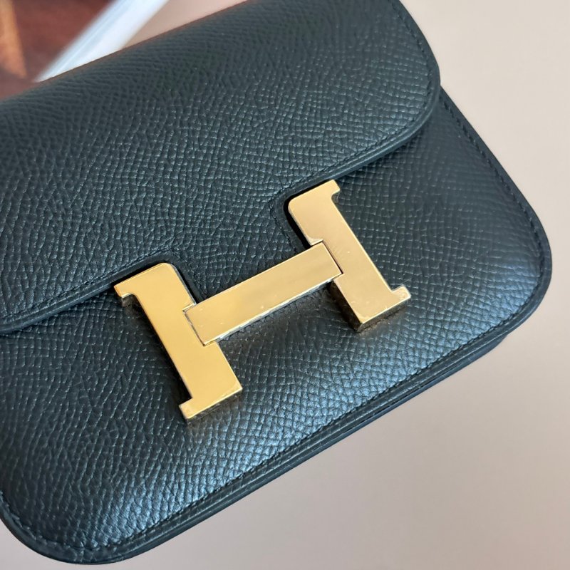 ::HERMES:: Constace Slim 黑 x 玫金 錢包 手拿包 腰包-2