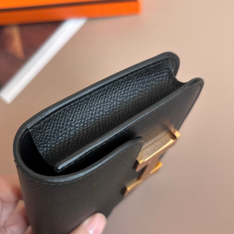 ::HERMES:: Constace Slim 黑 x 玫金 錢包 手拿包 腰包-5