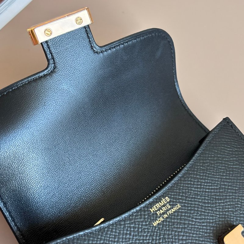 ::HERMES:: Constace Slim 黑 x 玫金 錢包 手拿包 腰包-8