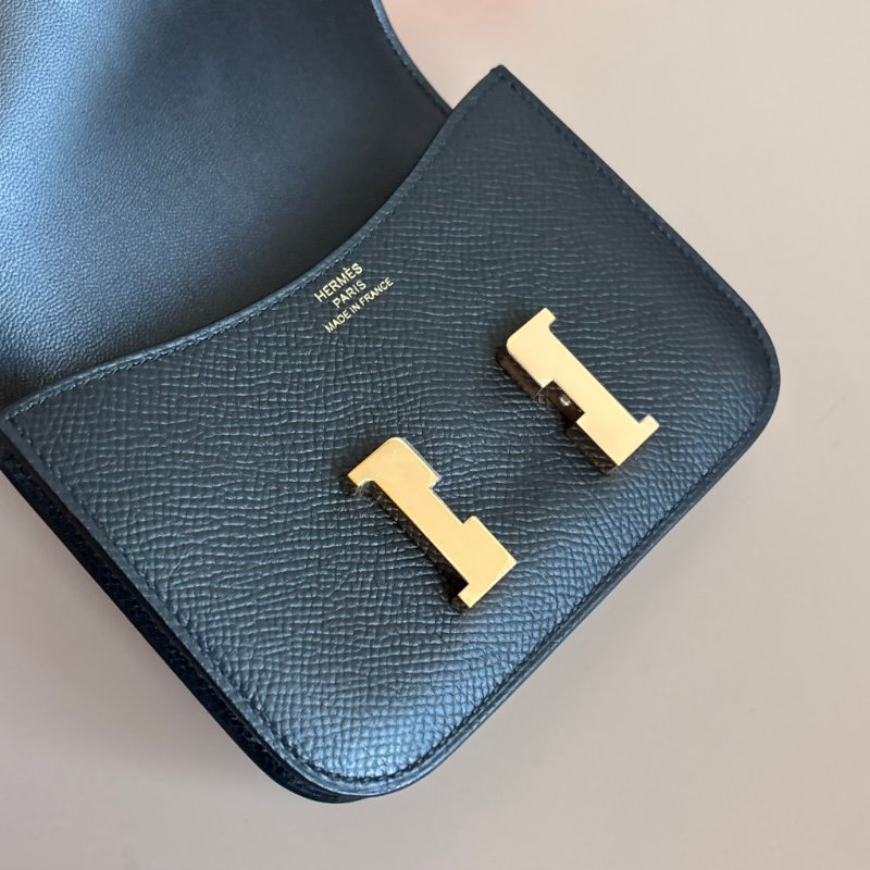 ::HERMES:: Constace Slim 黑 x 玫金 錢包 手拿包 腰包-9