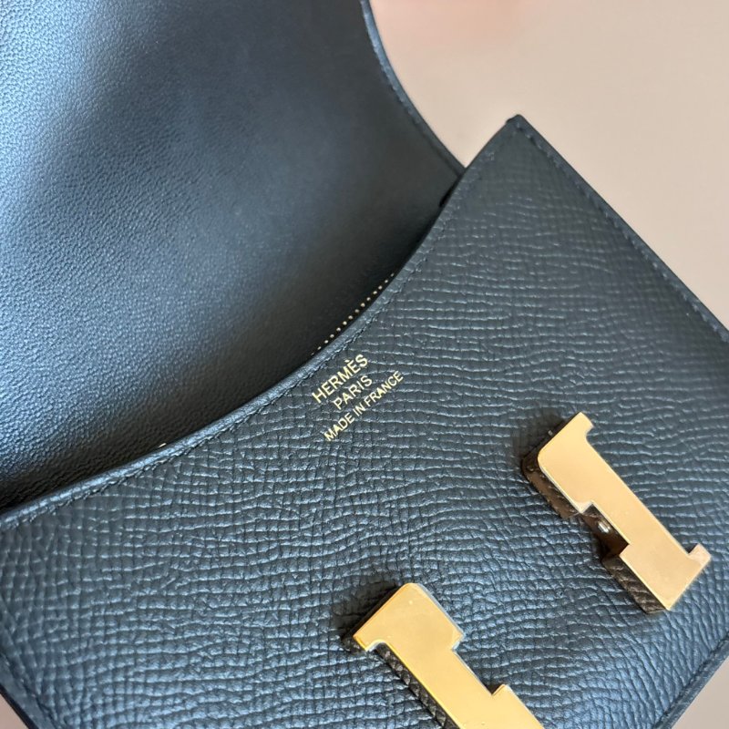 ::HERMES:: Constace Slim 黑 x 玫金 錢包 手拿包 腰包-10
