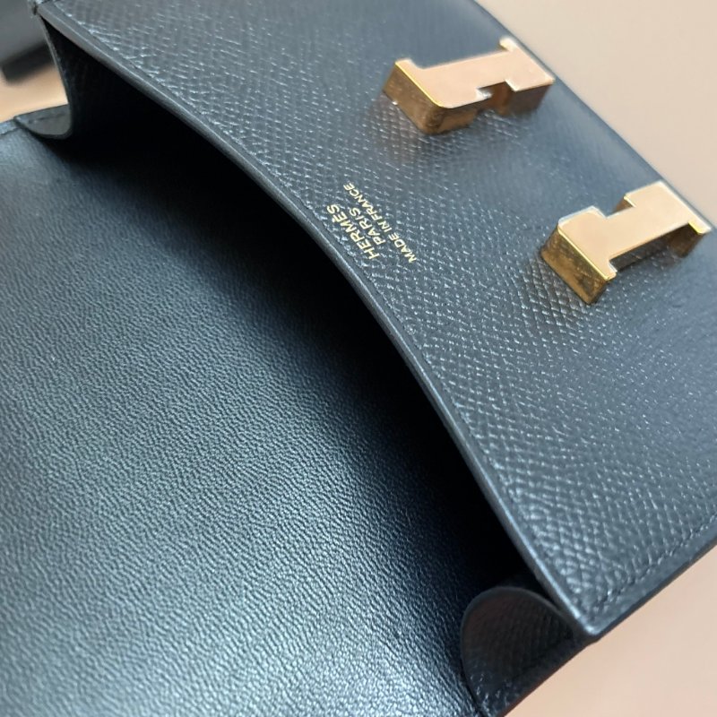 ::HERMES:: Constace Slim 黑 x 玫金 錢包 手拿包 腰包-11